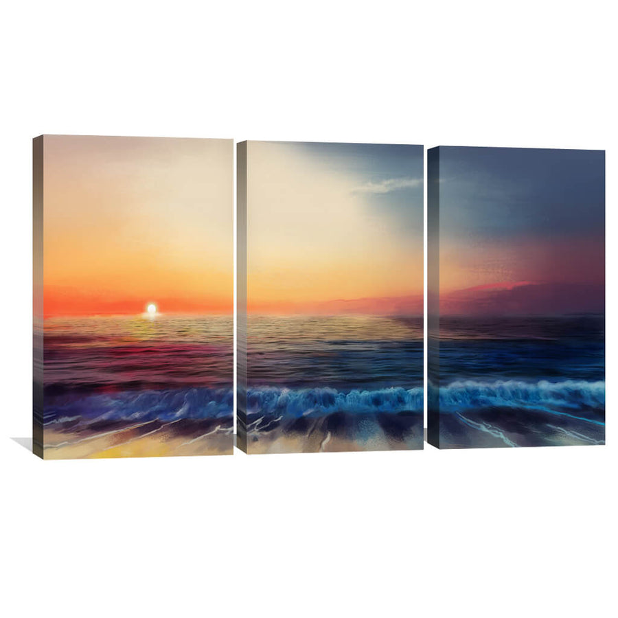 Calm Shores Canvas Art Set of 3 / 40 x 50cm / Unframed Canvas Print Clock Canvas