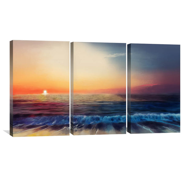 Calm Shores Canvas Art Set of 3 / 40 x 50cm / Unframed Canvas Print Clock Canvas