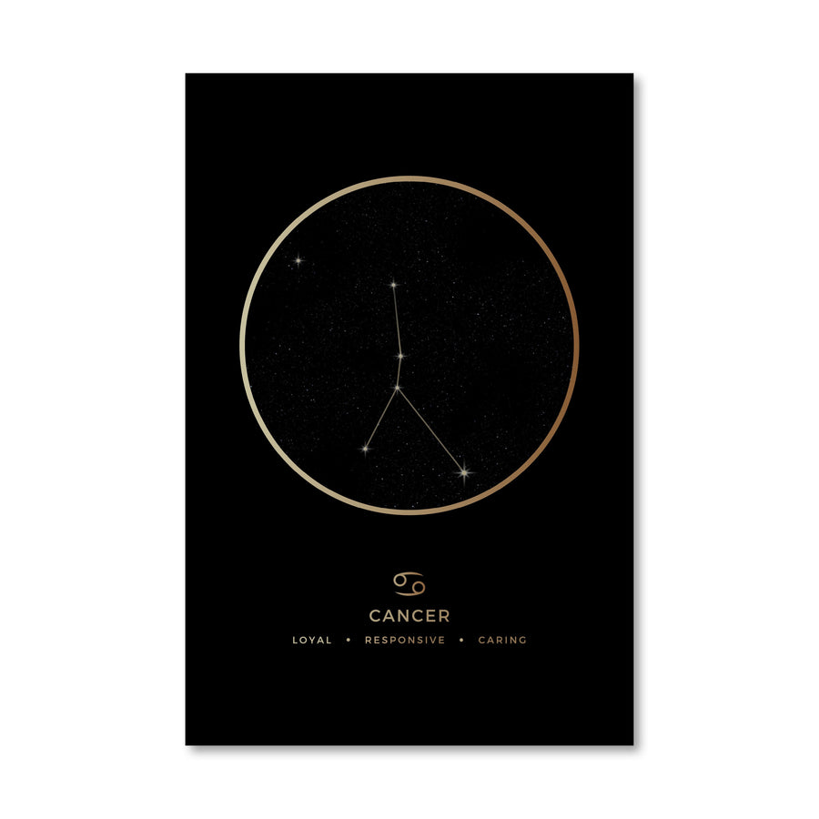 Cancer Traits Gold Canvas Art 40 x 50cm / No Board - Canvas Print Only Clock Canvas