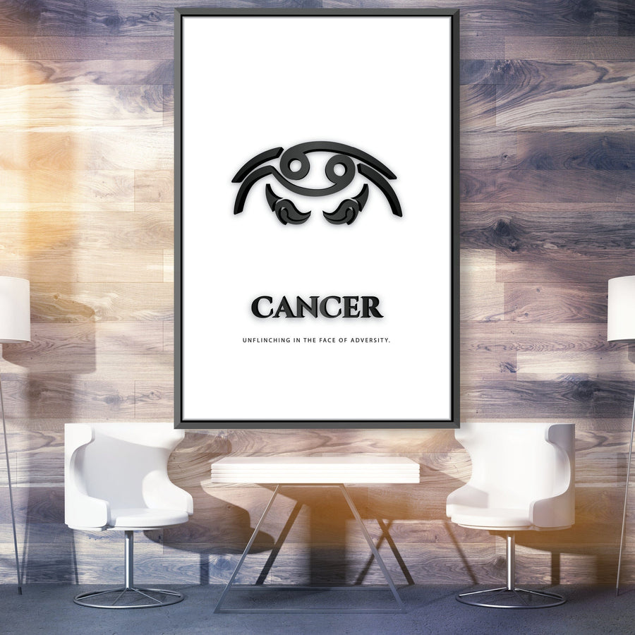 Cancer - White Clock Canvas