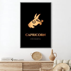 Capricorn - Gold Canvas Art Clock Canvas