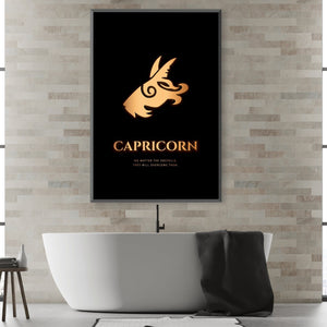 Capricorn - Gold Clock Canvas
