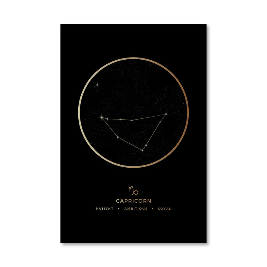 Capricorn Traits Gold Canvas Art 40 x 50cm / No Board - Canvas Print Only Clock Canvas