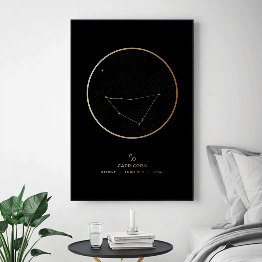 Capricorn Traits Gold Canvas Art Clock Canvas