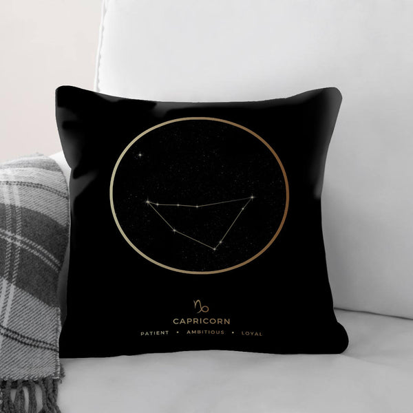 Capricorn Traits Gold Cushion Cushion Cushion Square Clock Canvas