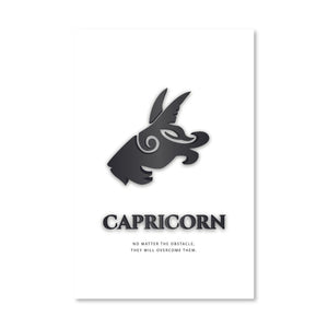 Capricorn - White Canvas Art Clock Canvas