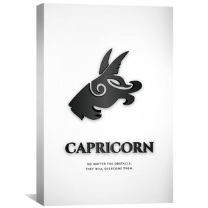 Capricorn - White Canvas Art 30 x 45cm / Unframed Canvas Print Clock Canvas