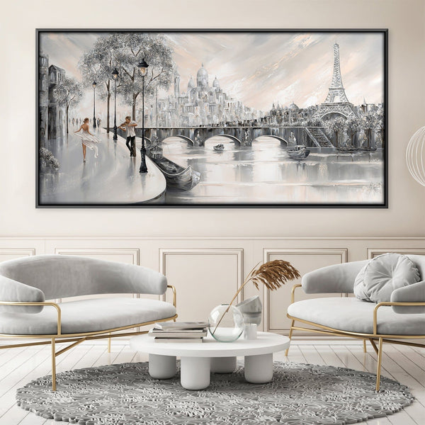 Captured By You, Paris Flair Canvas Art 50 x 25cm / Unframed Canvas Print Clock Canvas