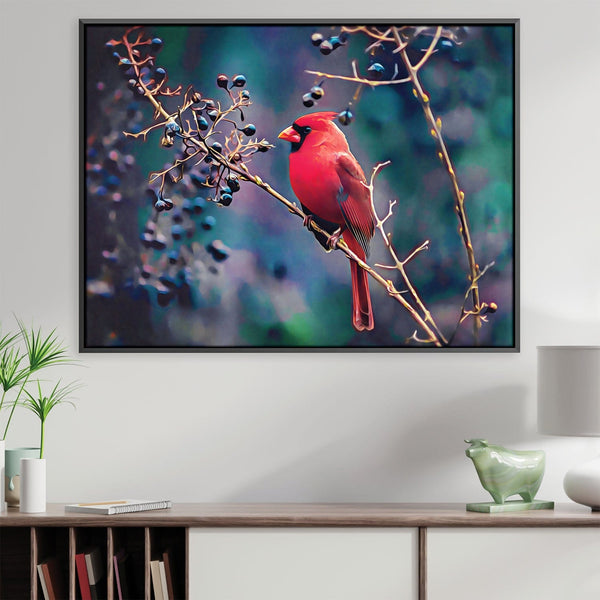 Cardinal and Berries Canvas Art 45 x 30cm / Unframed Canvas Print Clock Canvas