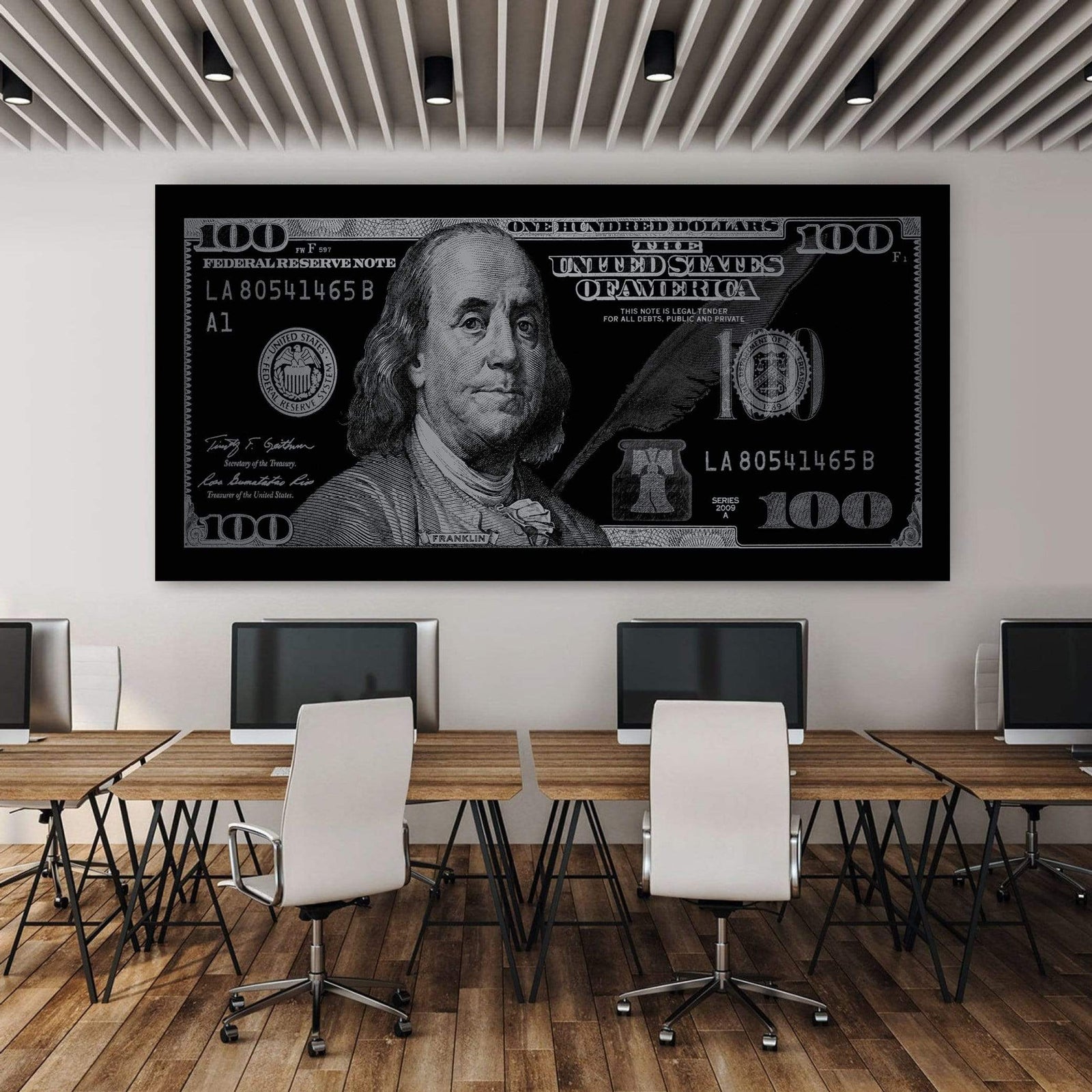 Cash Money - Silver Canvas Art Clock Canvas
