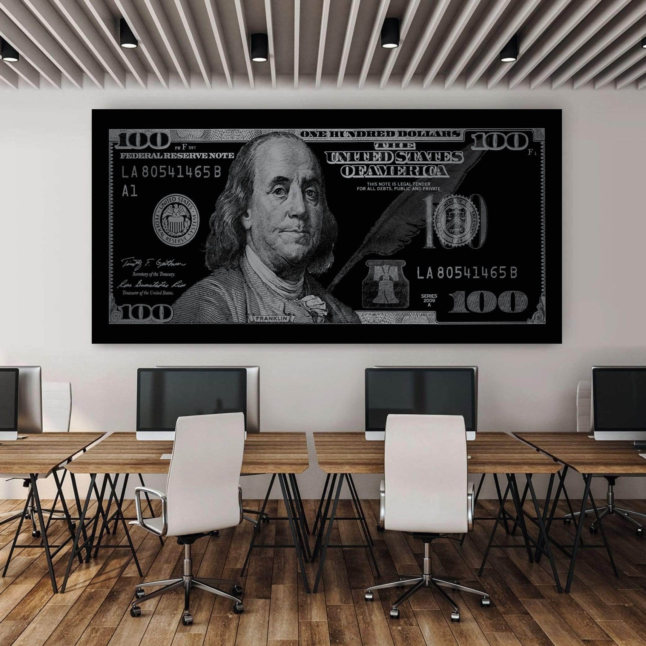 Cash Money - Silver Canvas Art Clock Canvas