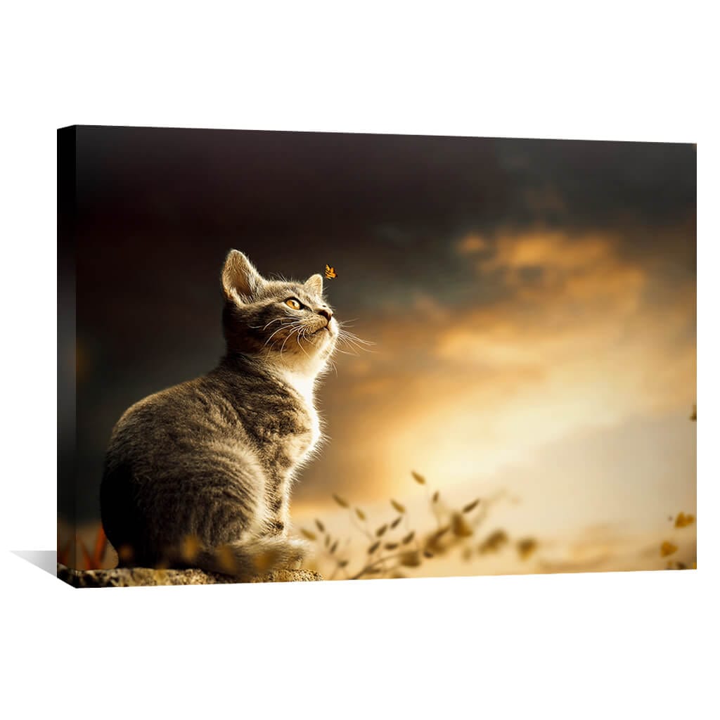 Cat Canvas Art 45 x 30cm / Unframed Canvas Print Clock Canvas