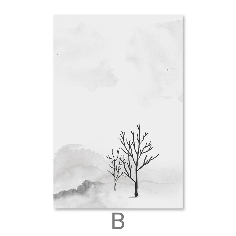 Charcoal Nature Canvas Art B / 30 x 45cm / Unframed Canvas Print Clock Canvas