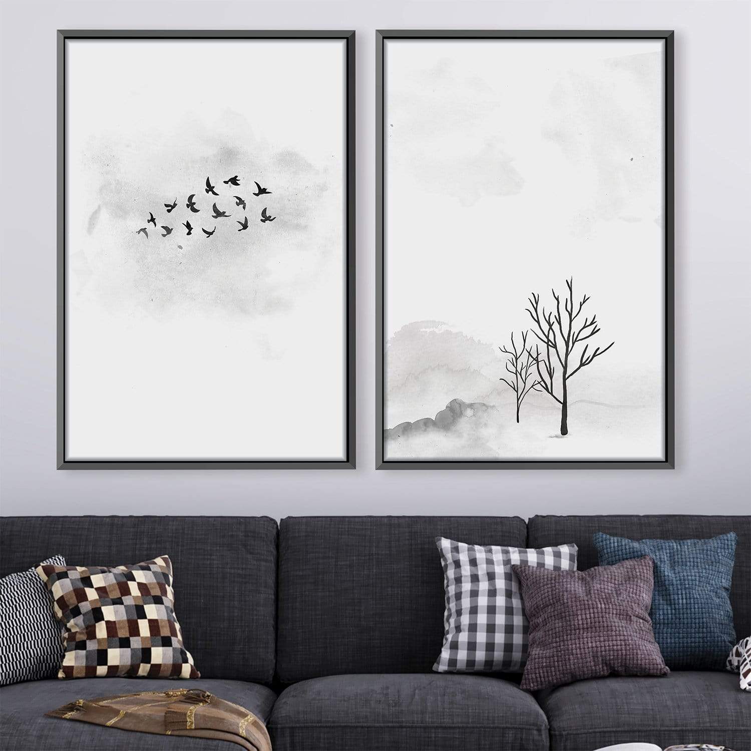 Charcoal Nature Canvas Art Clock Canvas