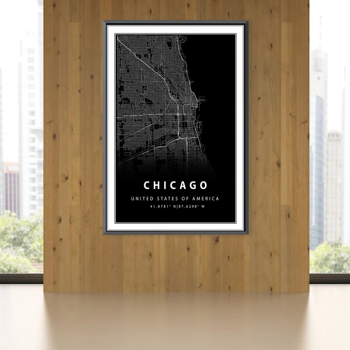 Chicago Black Map Canvas product thumbnail