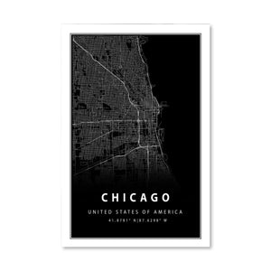 Chicago Black Map Canvas Art Clock Canvas
