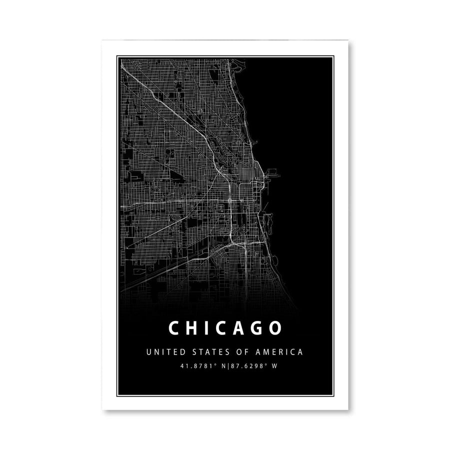 Chicago Black Map Canvas Art Clock Canvas