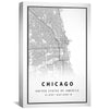 Chicago White Map Canvas Art Clock Canvas