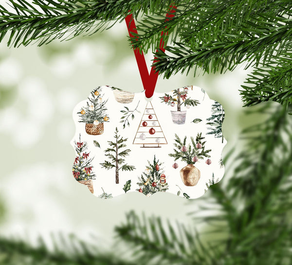 Christmas Tree Motif Ornament Christmas Ornament Victorian 10.8 x 8cm Clock Canvas