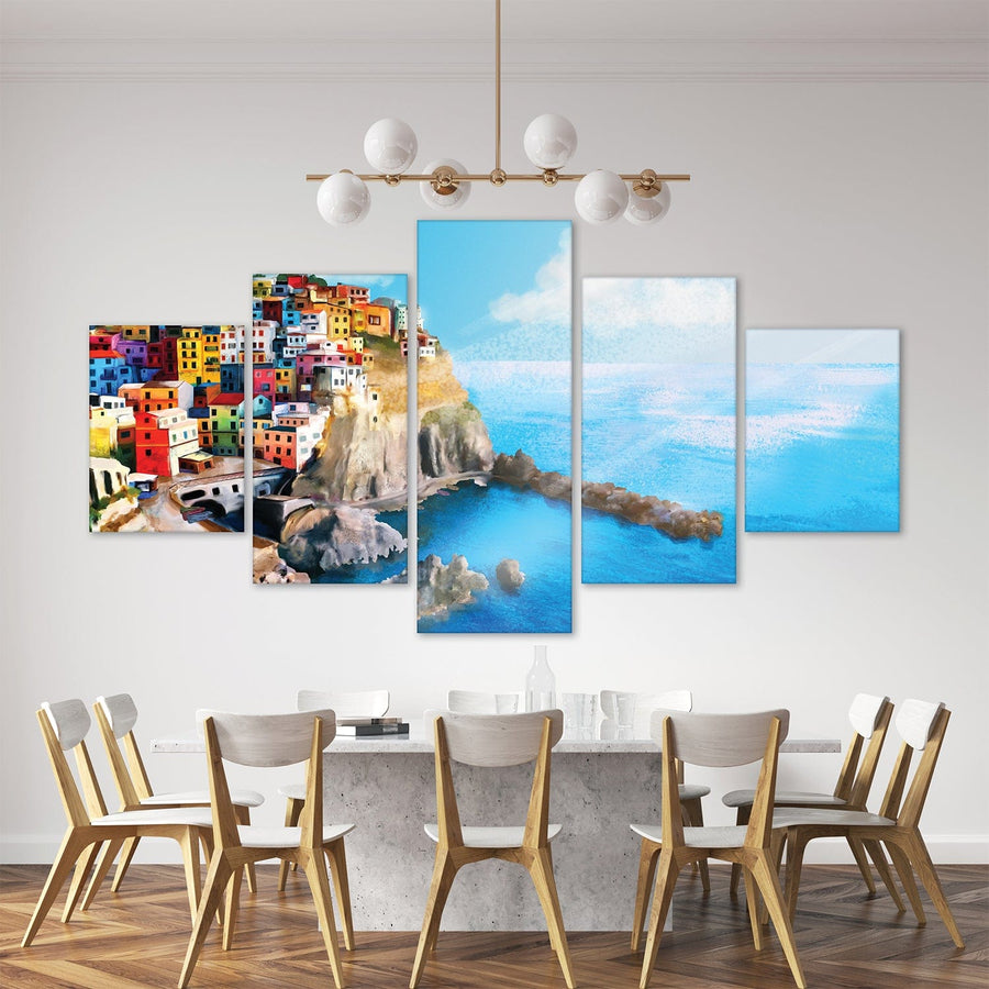 Cinque Terre Canvas - 5 Panel Art 5 Panel / Large / Standard Gallery Wrap Clock Canvas