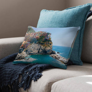 Cinque Terre Coastline Cushion Cushion 48 x 33cm Clock Canvas