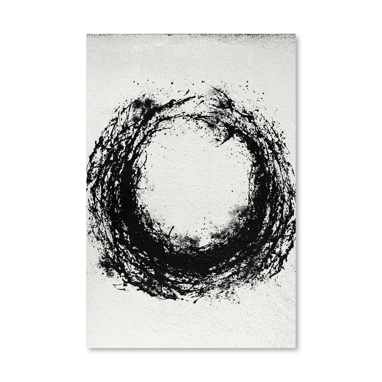 Circular Black Paint Canvas Art Clock Canvas