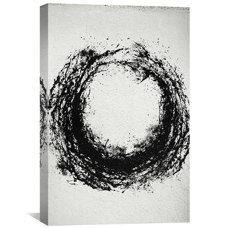 Circular Black Paint Canvas Art Clock Canvas