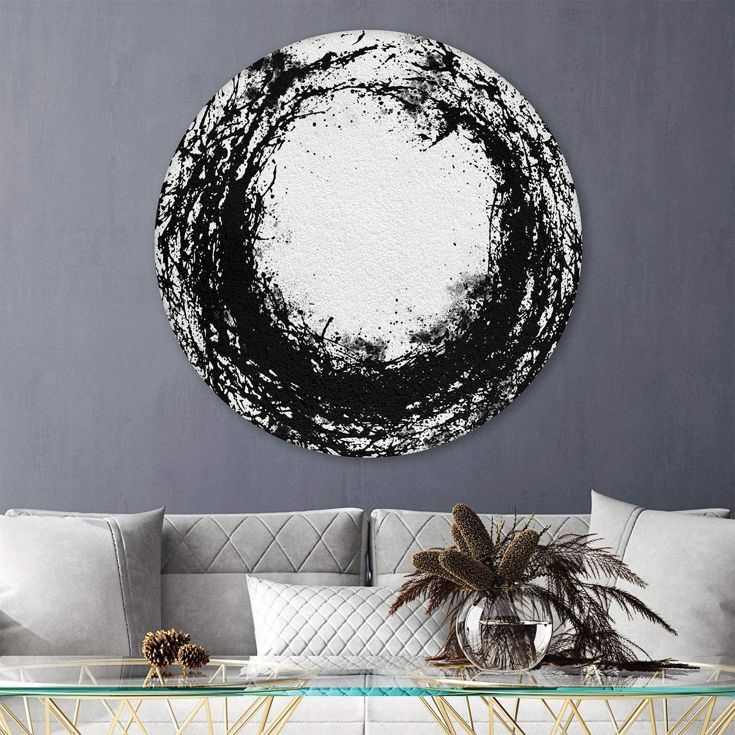 Circular Black Paint Canvas - Circle product thumbnail
