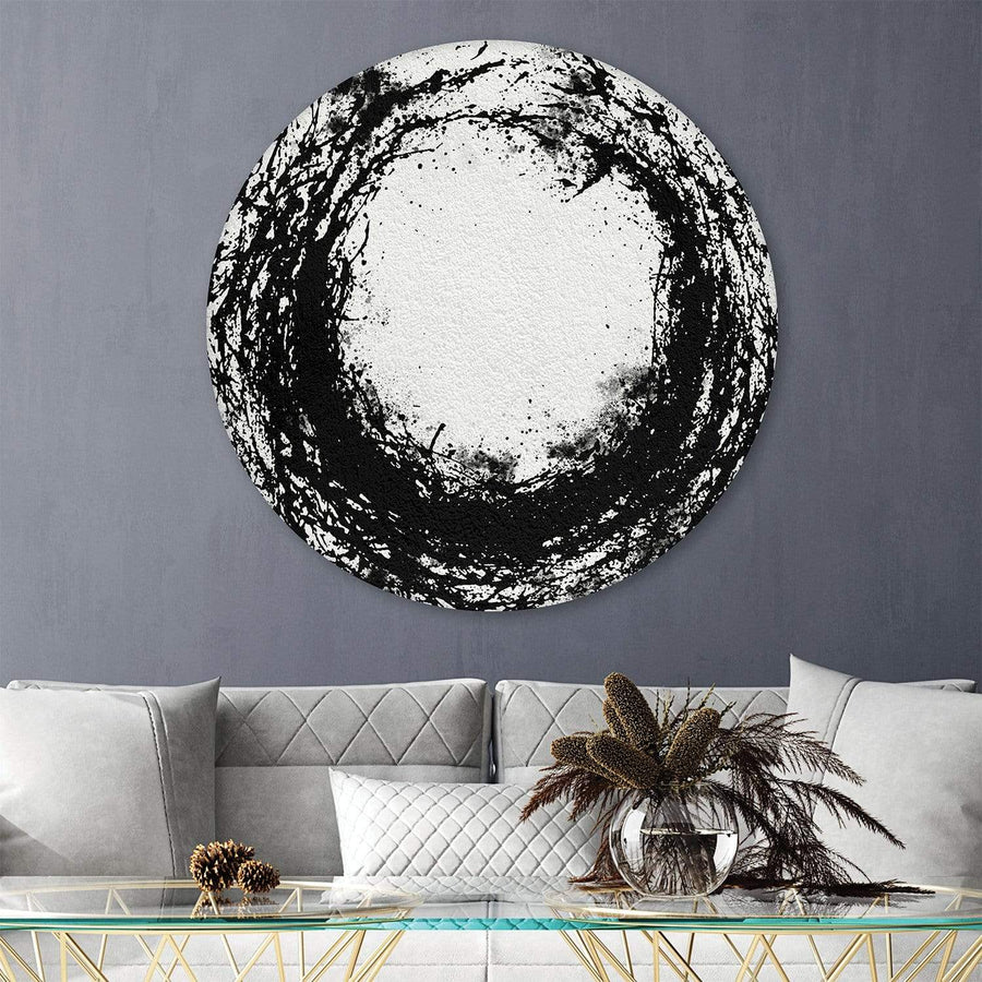 Circular Black Paint - Circle Canvas Art Clock Canvas