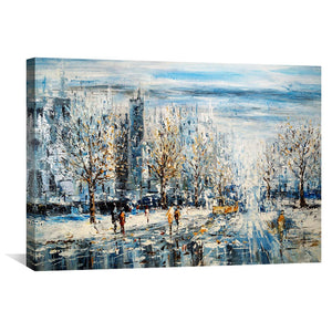 City Feels Oil Painting Oil Clock Canvas