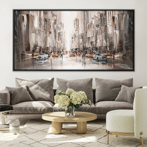City Life, New York Canvas Art 50 x 25cm / Unframed Canvas Print Clock Canvas