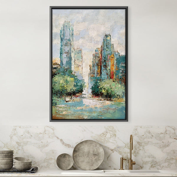 City Summers Oil Painting Oil 30 x 45cm / Oil Painting Clock Canvas