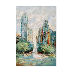 City Summers Oil Painting Oil Clock Canvas