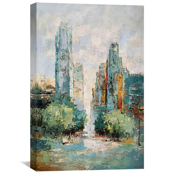 City Summers Oil Painting Oil Clock Canvas