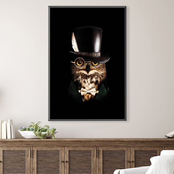 Classy Owl Canvas Art 30 x 45cm / Unframed Canvas Print Clock Canvas
