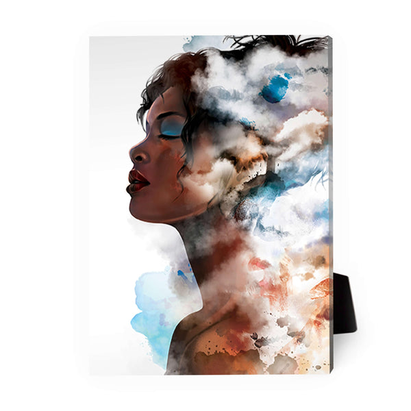 Clouded Woman C Desktop Canvas Desktop Canvas 13 x 18cm Clock Canvas