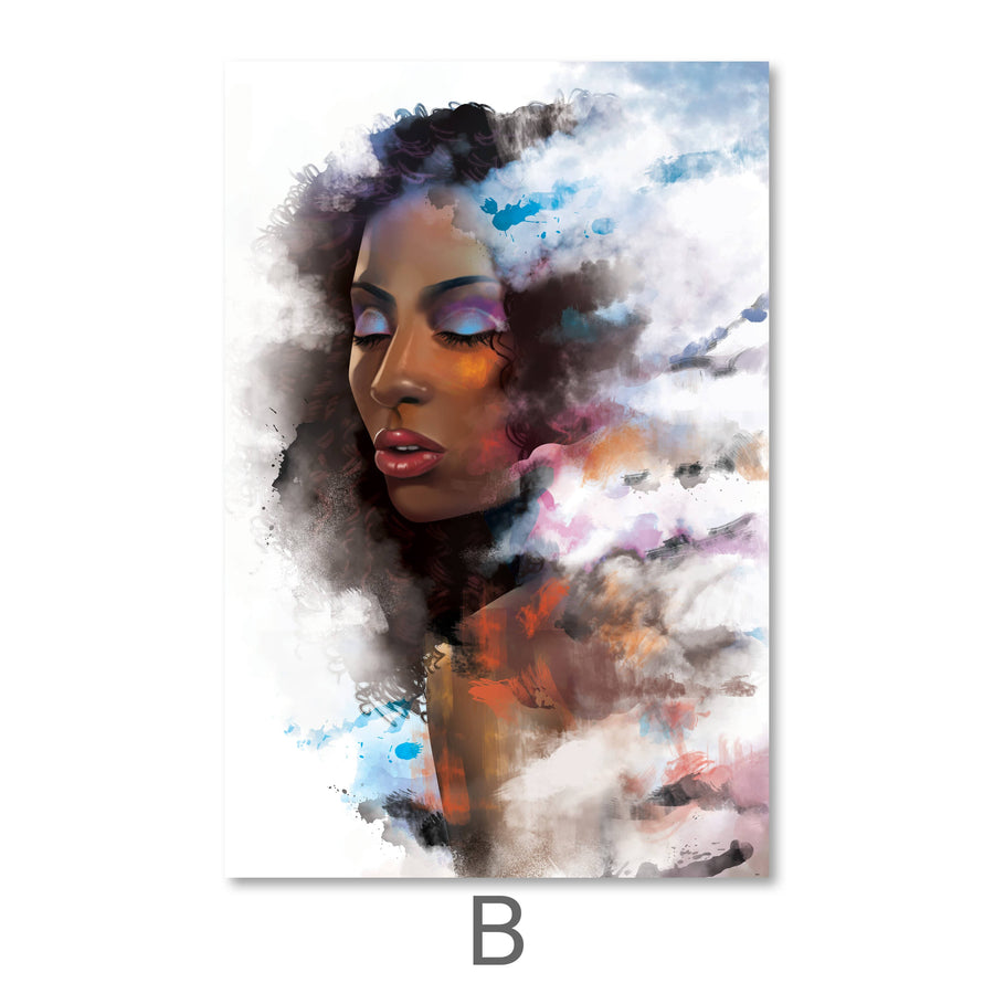 Clouded Woman Canvas Art B / 40 x 50cm / Standard Gallery Wrap Clock Canvas