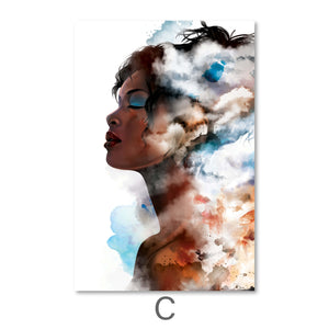 Clouded Woman Canvas Art C / 40 x 50cm / Standard Gallery Wrap Clock Canvas