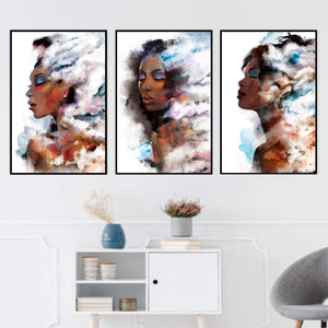 Clouded Woman Canvas Art Set of 3 / 40 x 50cm / Standard Gallery Wrap Clock Canvas