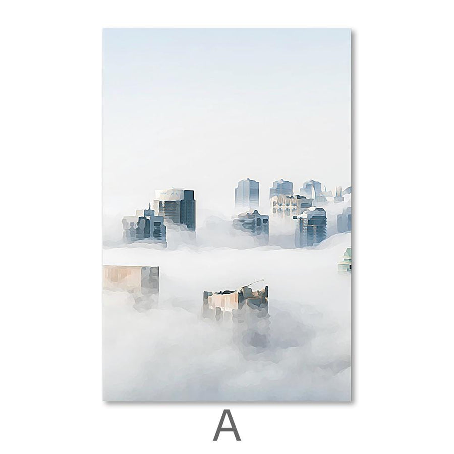 Cloudy City Canvas Art A / 40 x 50cm / No Board - Canvas Print Only Clock Canvas