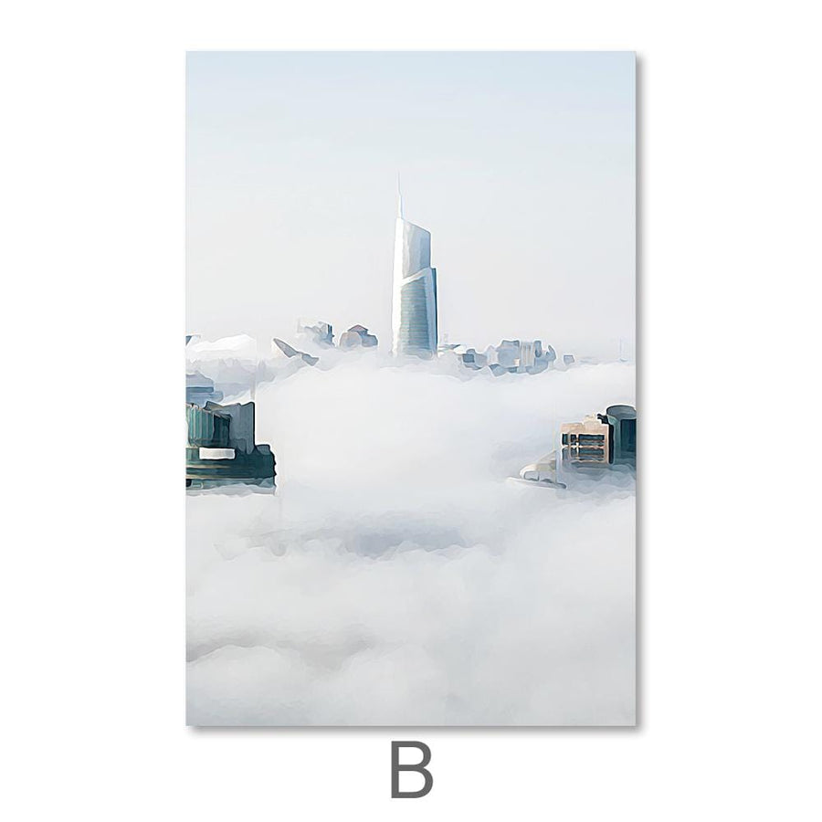 Cloudy City Canvas Art B / 40 x 50cm / No Board - Canvas Print Only Clock Canvas