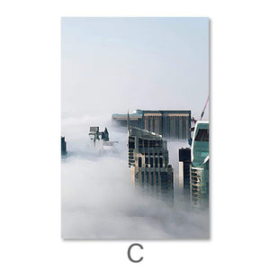 Cloudy City Canvas Art C / 40 x 50cm / No Board - Canvas Print Only Clock Canvas
