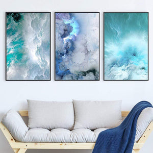 Cloudy Wave Canvas Art Set of 3 / 40 x 60cm / Unframed Canvas Print Clock Canvas