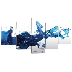 Cobalt Splash Canvas - 5 Panel Art Clock Canvas
