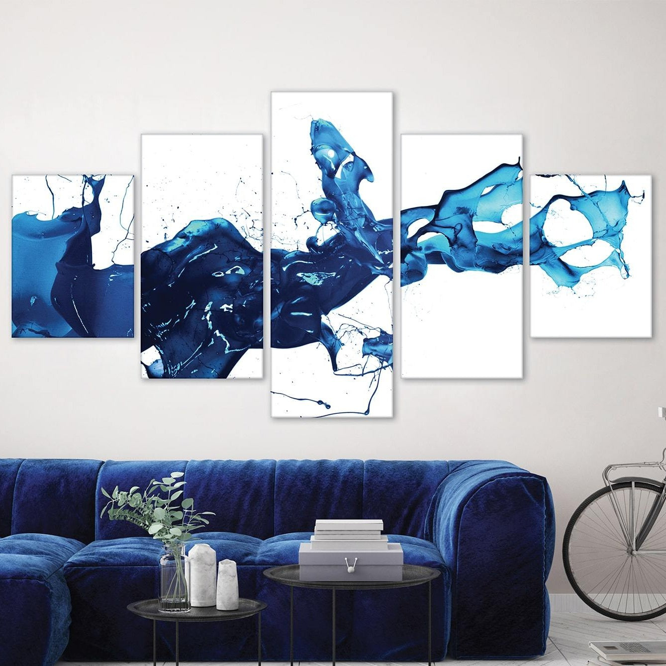 Cobalt Splash Canvas - 5 Panel product thumbnail