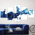 Cobalt Splash Canvas Art 5 Panel / Large / Standard Gallery Wrap Clock Canvas