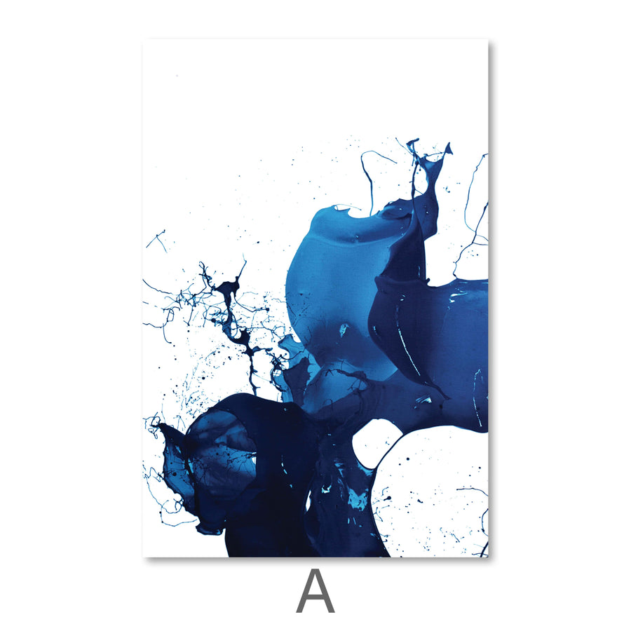 Cobalt Splash Canvas Art A / 40 x 60cm / Unframed Canvas Print Clock Canvas