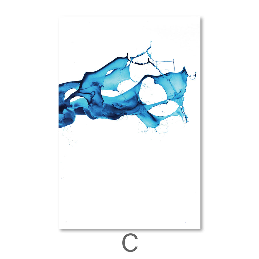 Cobalt Splash Canvas Art C / 40 x 60cm / Unframed Canvas Print Clock Canvas