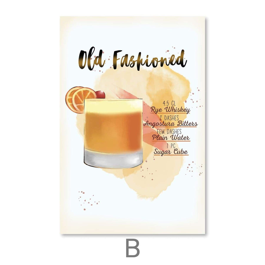 Cocktail Recipes Canvas Art B / 30 x 45cm / Unframed Canvas Print Clock Canvas