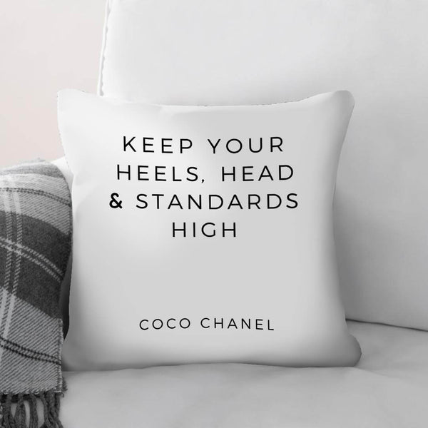 Coco Chanel black watercolor and quote 3 Throw Pillow